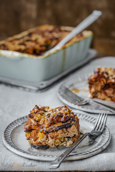 Auberginen-Lasagne „Chili sin carne“ - Salzig, Süß und Lecker