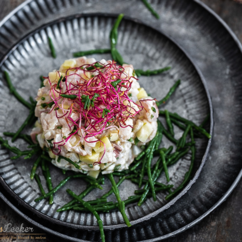 Makrelen-Tatar mit Estragon-Mayonnaise - eine weihnachtliche Vorspeise ... Makrelen-Tatar mit Estragon-Mayonnaise - eine weihnachtliche Vorspeise ...