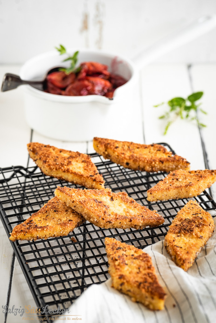 Grießschnitten mit Zwetschgenkompott - ein Genuss - Salzig, Süß und Lecker