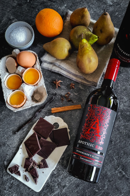 Zutaten für Dessert Rezept - Rotweinbirnen mit Cremoso von der zartbitterschokolade (1 von 18)