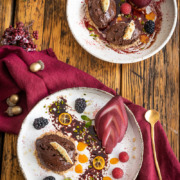 Dessert Rezept Rotweinbirnen mit Cremoso von der Zartbitterschokolade (16 von 18)