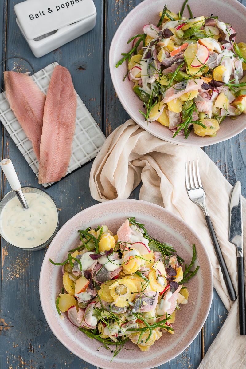 Rezept für Kartoffelsalat mit Matjes - Salzig, Süß und Lecker