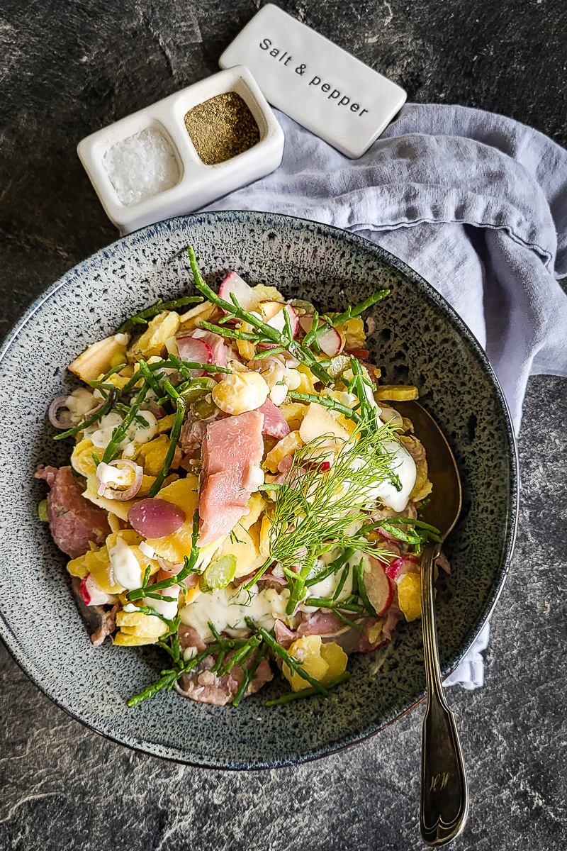 Rezept für Kartoffelsalat mit Matjes - Salzig, Süß und Lecker