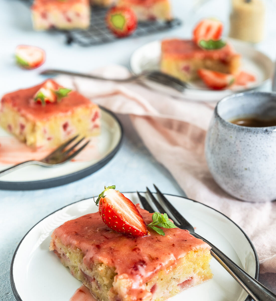 Rezept für Erdbeer Rhabarber Riegel