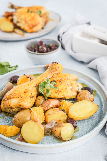 Orangenhähnchen vom Blech mit Chorizo