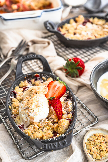 Rezept für Rhabarber Erdbeer Crumble